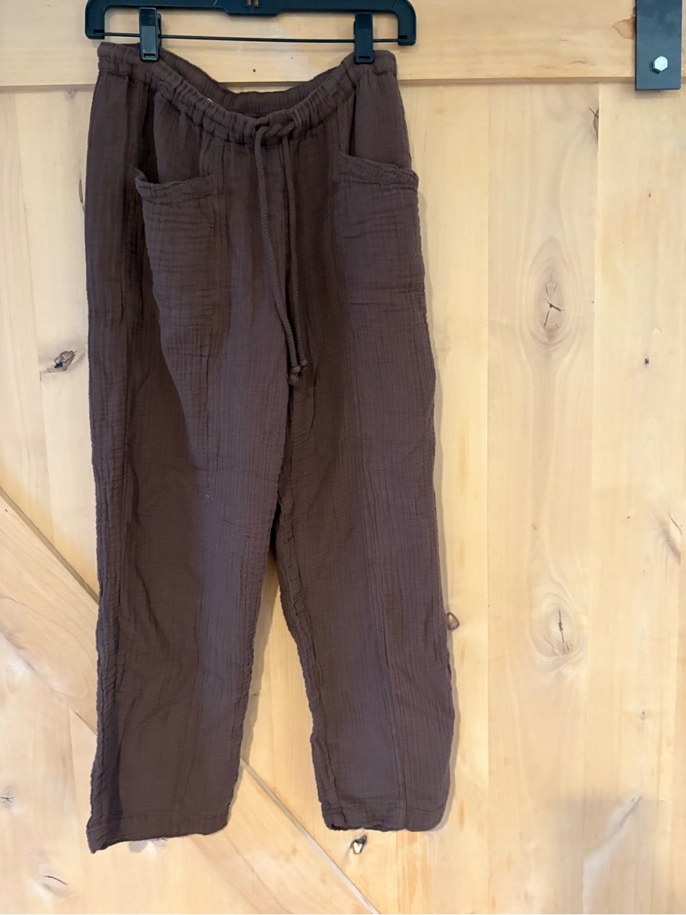 XIRENA: Casual Drawstring Gauze Pants - Brown